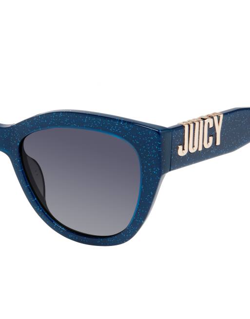 Juicy Couture – Cat-Eye-Sonnenbrille in Blau mit Glitzer, 2 von 3