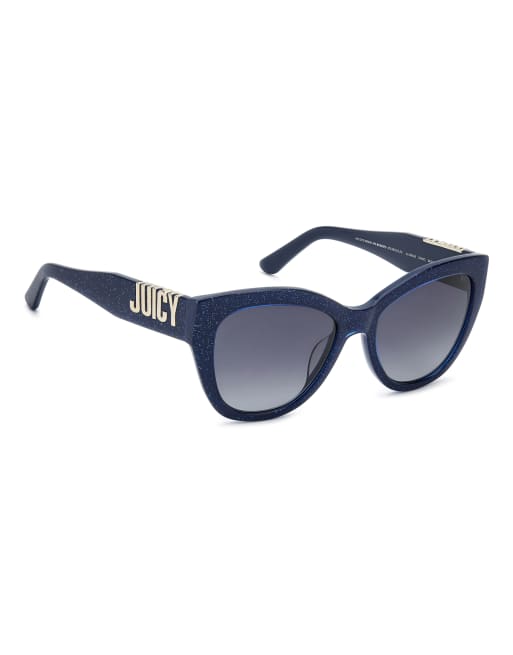 Juicy Couture – Cat-Eye-Sonnenbrille in Blau mit Glitzer, 3 von 3