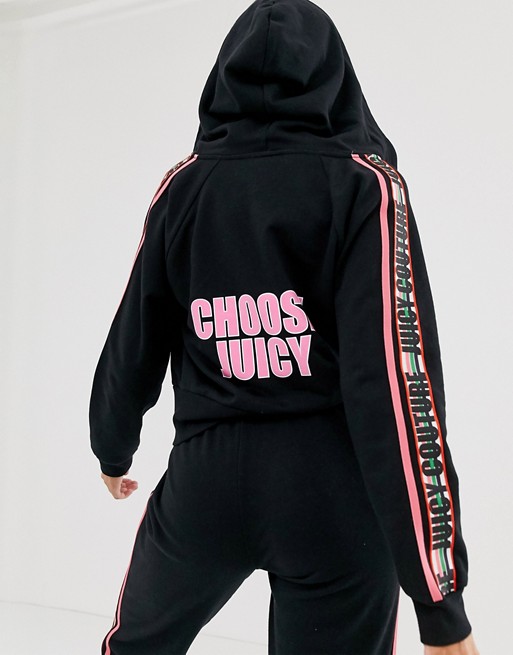 Juicy Couture choose juicy slogan taped hoodie