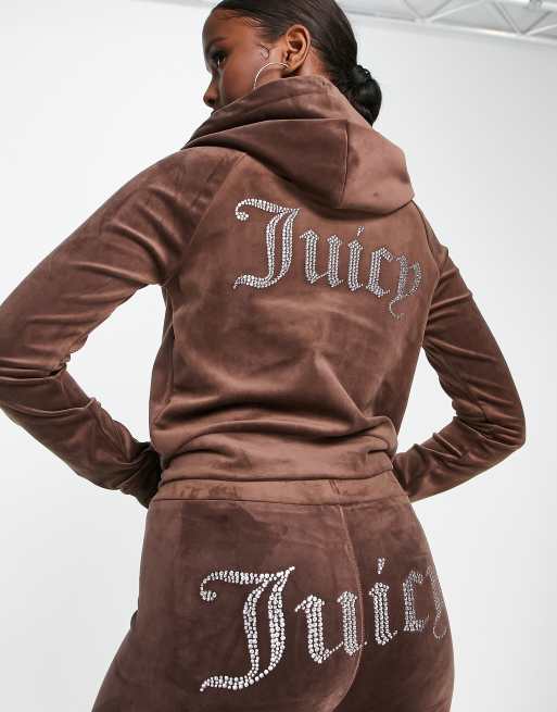 Juicy Couture – Classic – Brun huvtröja med dragkedja, del av set , 2 av 4