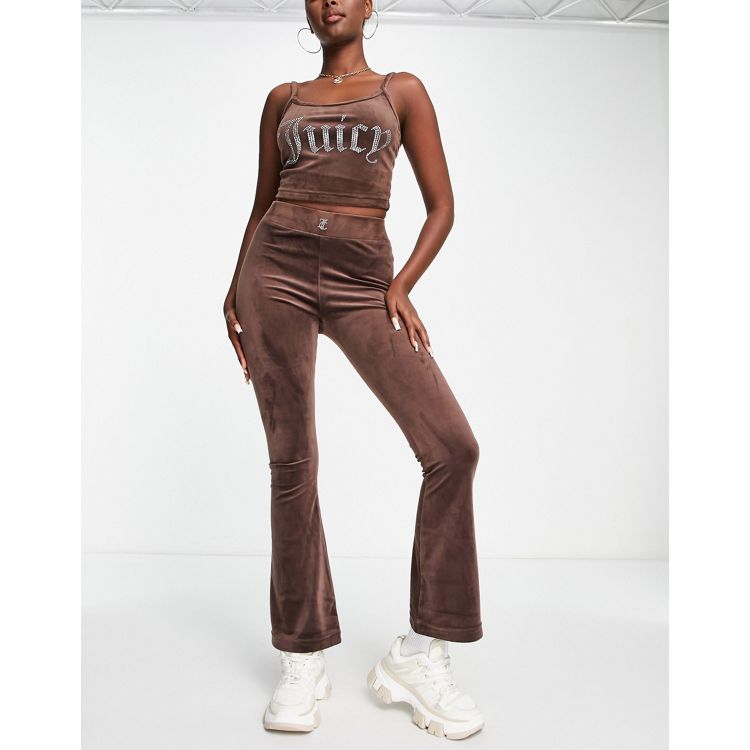 Juicy Couture classic flared trackies, cami and hoodie set in brown