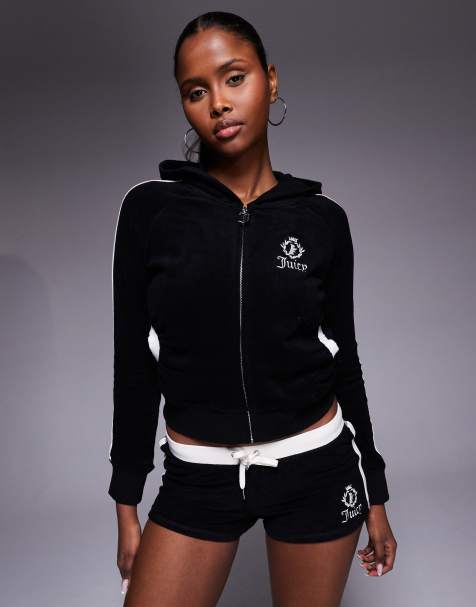 Juicy Couture co-ord drawstring applique logo micro shorts in black - view 1