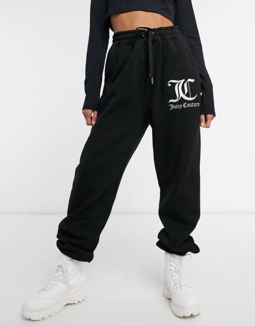 Juicy Couture co-ord velour hoodie and jogger set in black