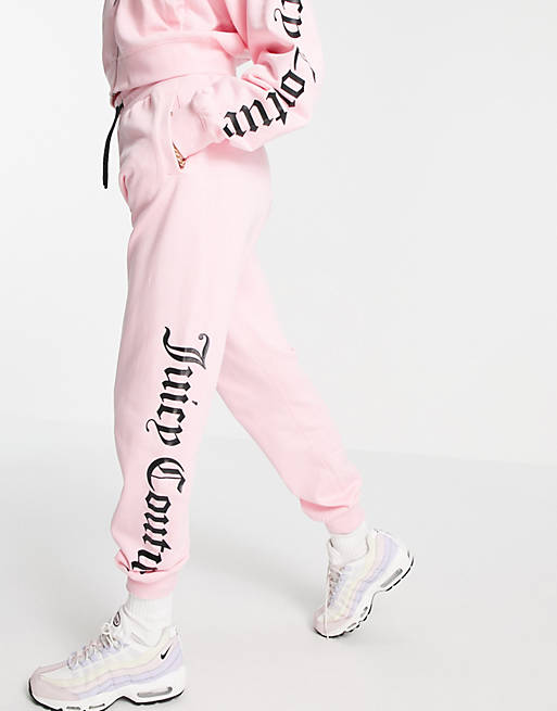 Juicy Couture co-ord jogger with shiny black logo in pink