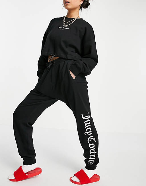 Juicy Couture co-ord joggers with back metallic logo in black