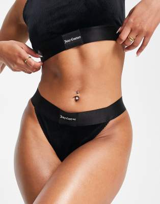 BLACK COTTON BRANDED THONG – Juicy Couture UK