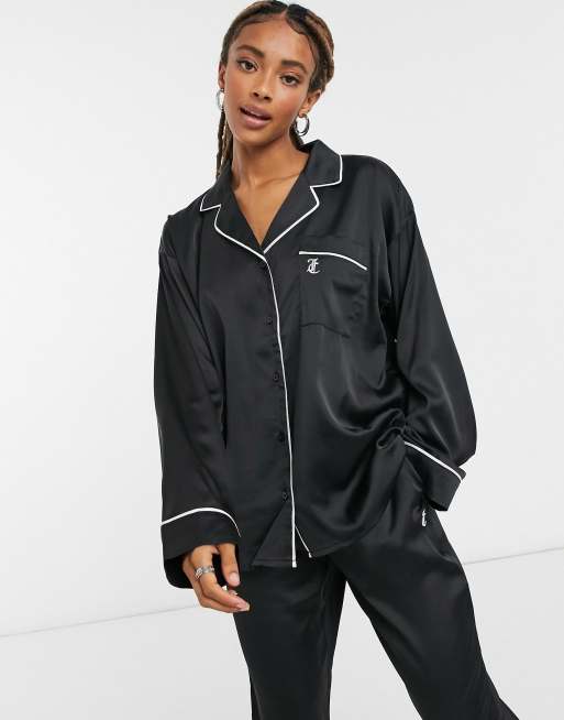 Juicy Couture co ord satin pyjama set in black ASOS