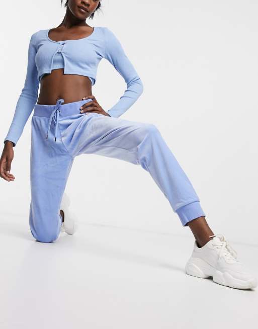 Juicy Couture co-ord super soft velour joggers in blue