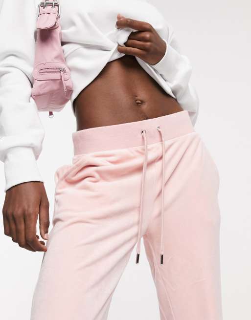 Pink velour track pants hot sale