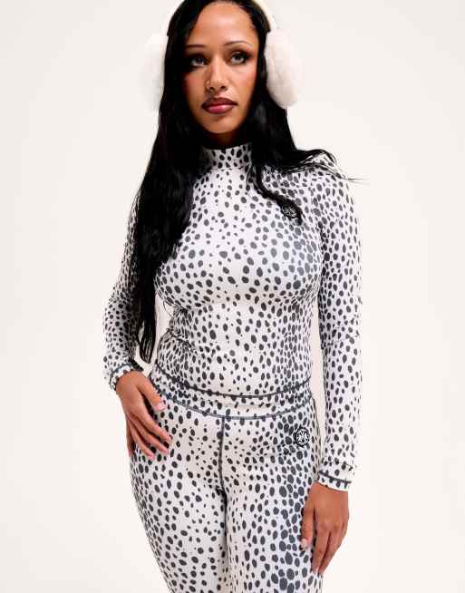Juicy Couture co-ord thermal roll neck long sleeve top in leopard print, 4 of 4