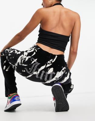 Juicy Couture Juicy Couture co-ord velour jogger pants in black tie dye