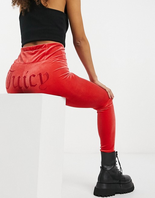 Juicy Couture co-ord velour leggings in red