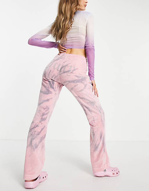Juicy Couture co-ord velour pants in acid wash pink