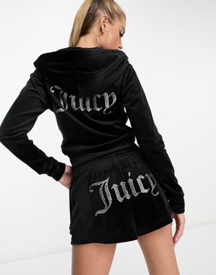 Juicy Couture co-ord velour shorts in black