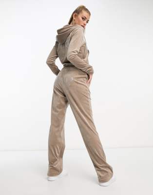 Juicy Couture velour straight leg joggers co-ord in light beige