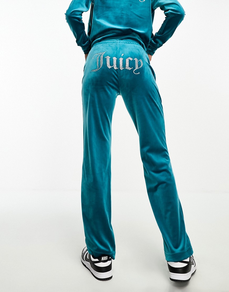juicy couture co-ord velour tracksuit bottoms with diamante logo in blue