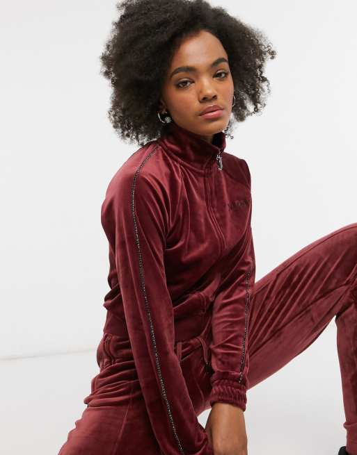 Burgundy store velour tracksuit