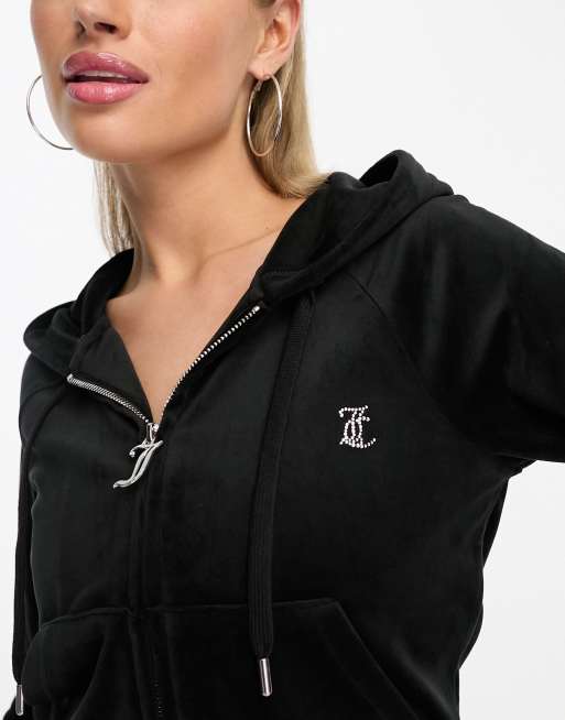 juicy couture black velour zip hoodie
