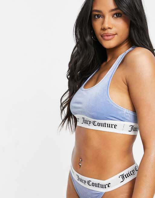 Juicy Couture co-ord velvet brief with logo in black