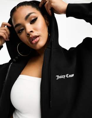 Juicy Couture co ord zip up fleece hoodie in black