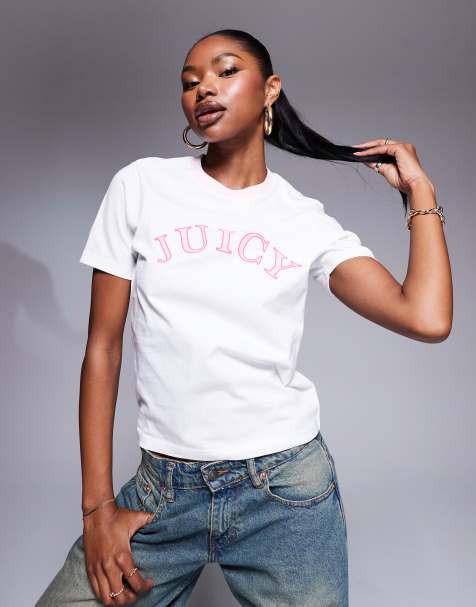 Juicy Couture collegiatelogo girlfriend t-shirt in white - view 1