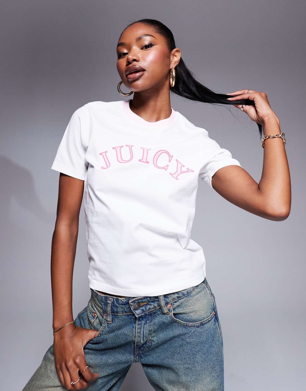 Juicy Couture collegiatelogo girlfriend t-shirt in white