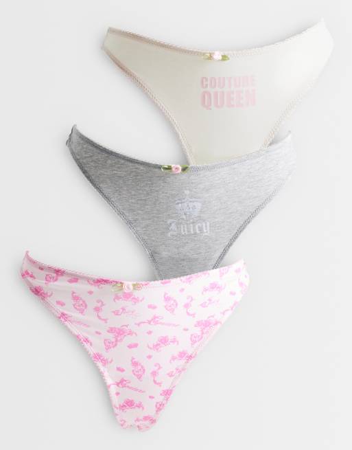 Juicy Couture confezione da 3 perizomi con logo stampato multicolore, 1 di 3