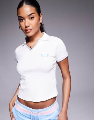 Juicy Couture Juicy Couture crop polo tee in white