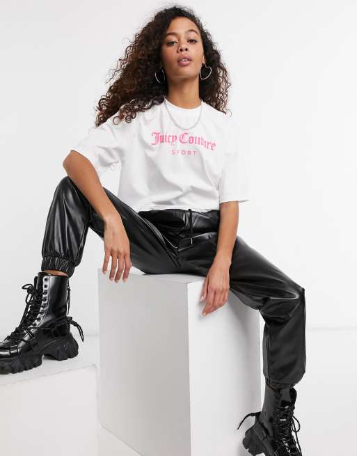 Juicy Couture - Cropped T-shirt i hvid med logo, 4 af 4