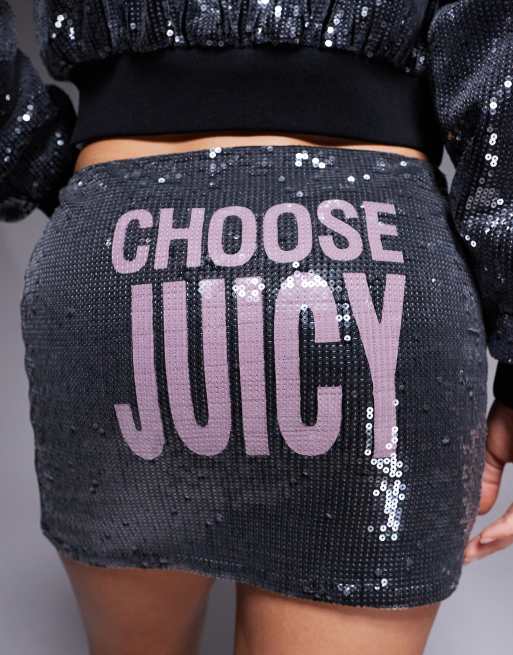 Juicy Couture – Czarna cekinowa spódnica mini, 5 z 5