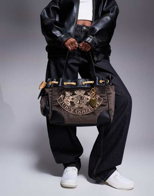 Juicy Couture - Daydreamer - Schoudertas met Y2K logo en dubbele hengsels in bruin