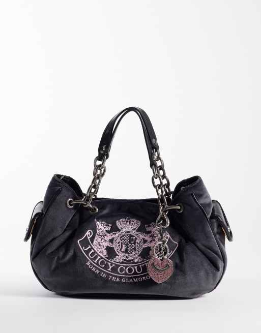 Juicy Couture Daydreamer Y2K logo chain shoulder bag in grey | ASOS