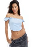 [Juicy Couture] Juicy Couture diamante bardot top in powder blue L Powder blue