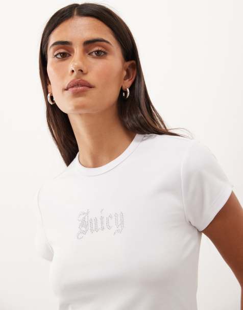 Juicy Couture diamante logo baby t-shirt in white - view 1