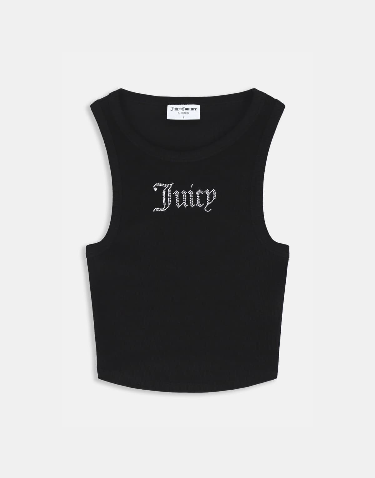 Juicy Couture diamante logo ribbed vest in black
