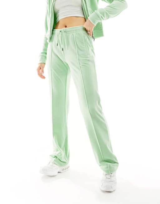 Green JUICY COUTURE Diamante Velour Track Pants