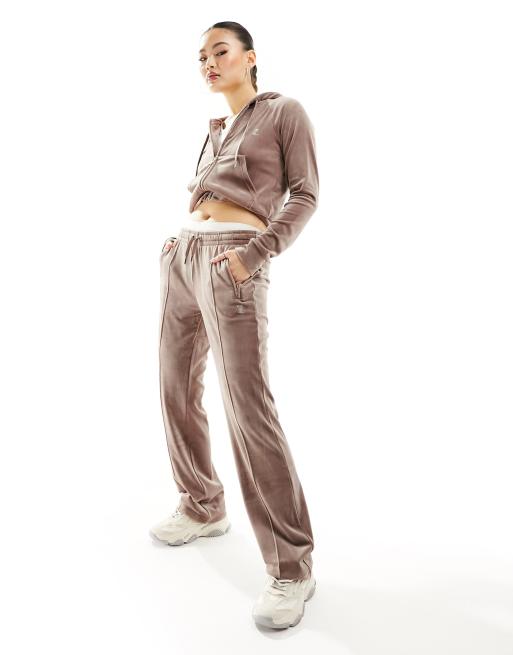 Juicy Couture diamante logo velour zip through hoodie co-ord