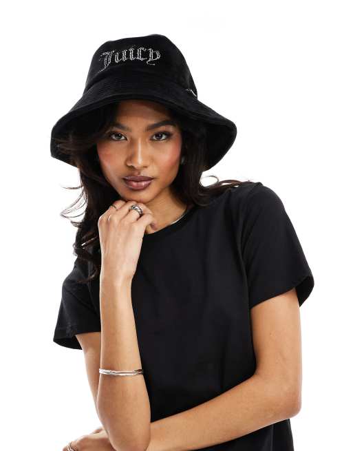 Juicy Couture diamante velour bucket hat in black ASOS