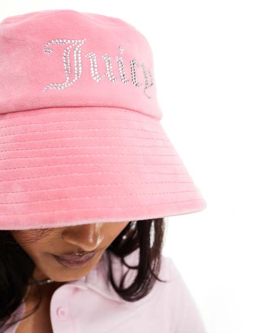 Juicy Couture diamante velour bucket hat in pink lemonade, 4 of 4