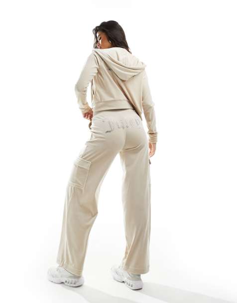 Juicy Couture diamante velour cargo pants in brazilian sand - view 1