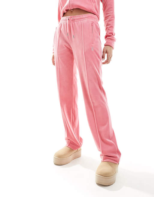 Pink velour tracksuit bottoms sale