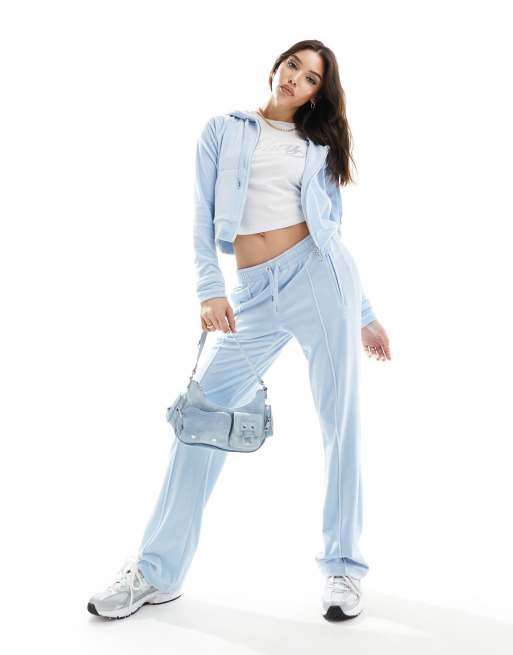 Juicy Couture diamante velour tracksuit bottoms co ord in powder blue ASOS