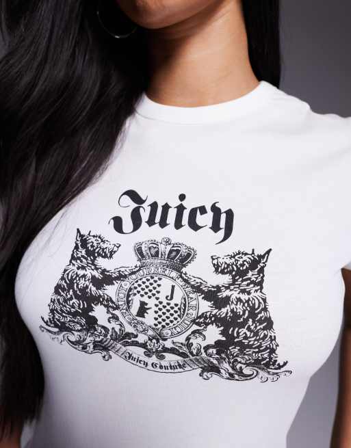 Juicy Couture dog crest logo baby t-shirt in white, 3 of 4