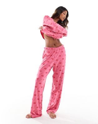 Juicy Couture - Elastische Pyjama-Hose in Pink mit Kronenmuster-Rosa