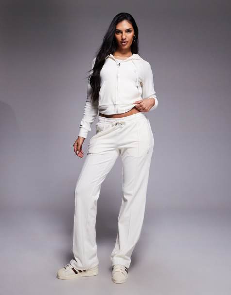 Juicy Couture - Ensemble en velours à logo à strass avec sweat à capuche, short et pantalon de jogging - Blanc - view 1