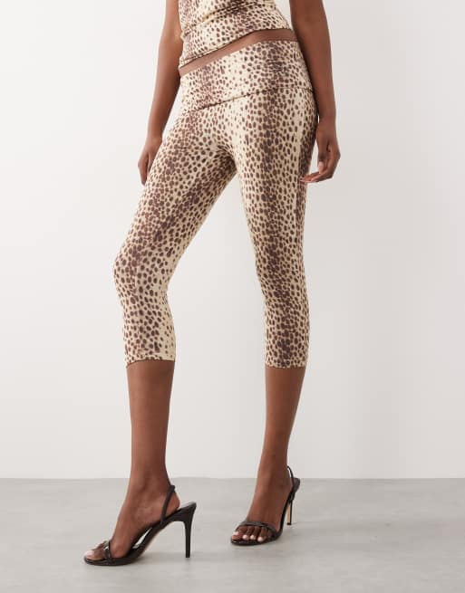 Juicy Couture exclusive fold over diamante logo capri trousers co-ord in leopard print, 2 of 5