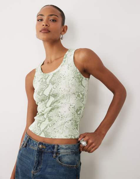 Juicy Couture - Exclusive - Tanktop met logo van siersteentjes in groene slangenprint - view 1