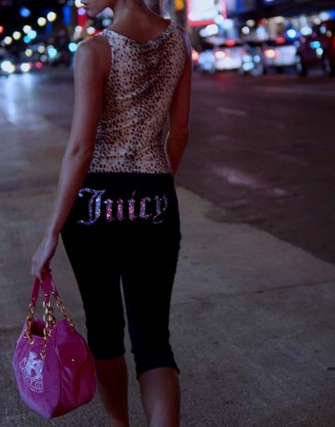 Juicy Couture exclusive velour diamante logo capri pants in black - view 1