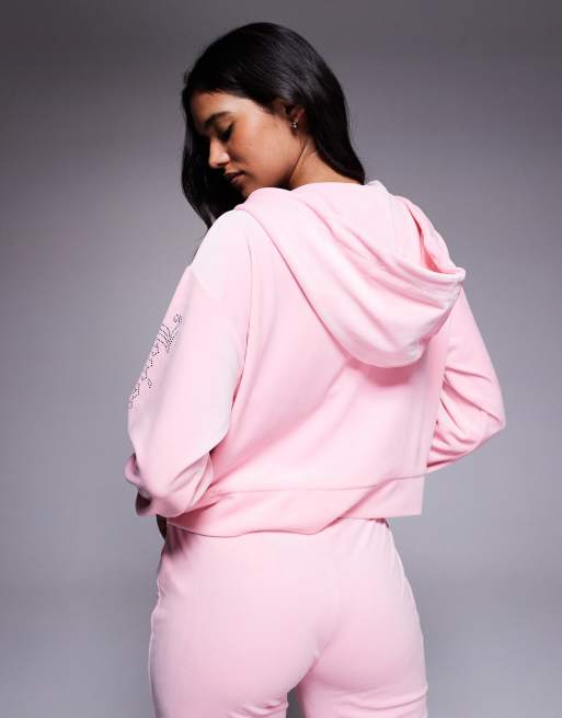 Juicy Couture - Felpa con cappuccio comoda rosa con zip in coordinato , 3 di 4