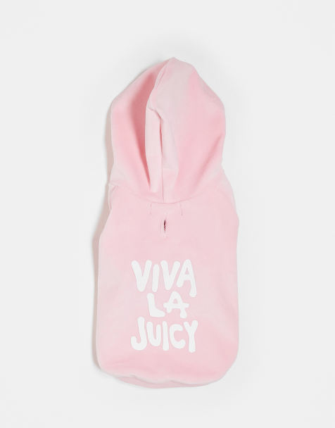 Juicy Couture - Felpa con cappuccio per cani in velour rosa con scritta "Viva La" - view 1
